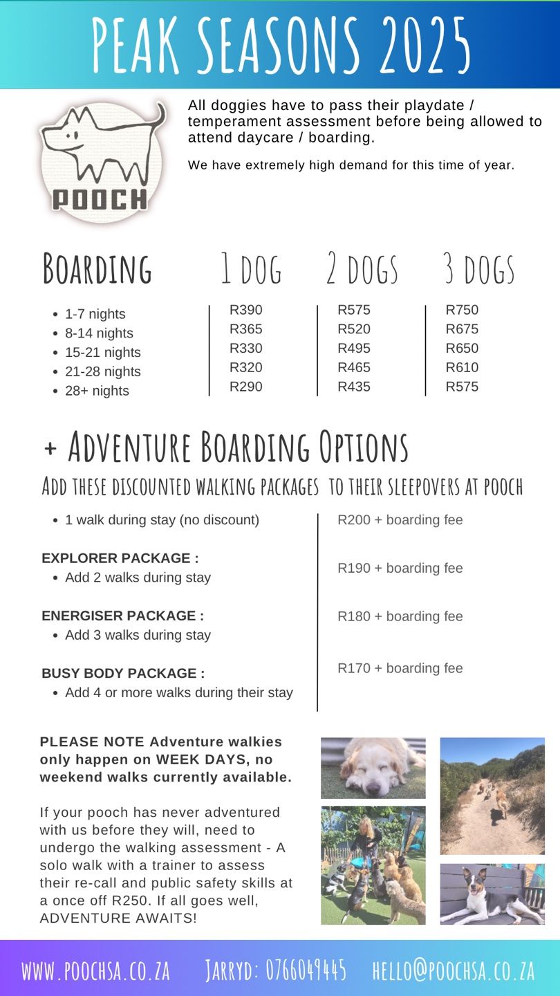 Pooch - Rates & Packages
